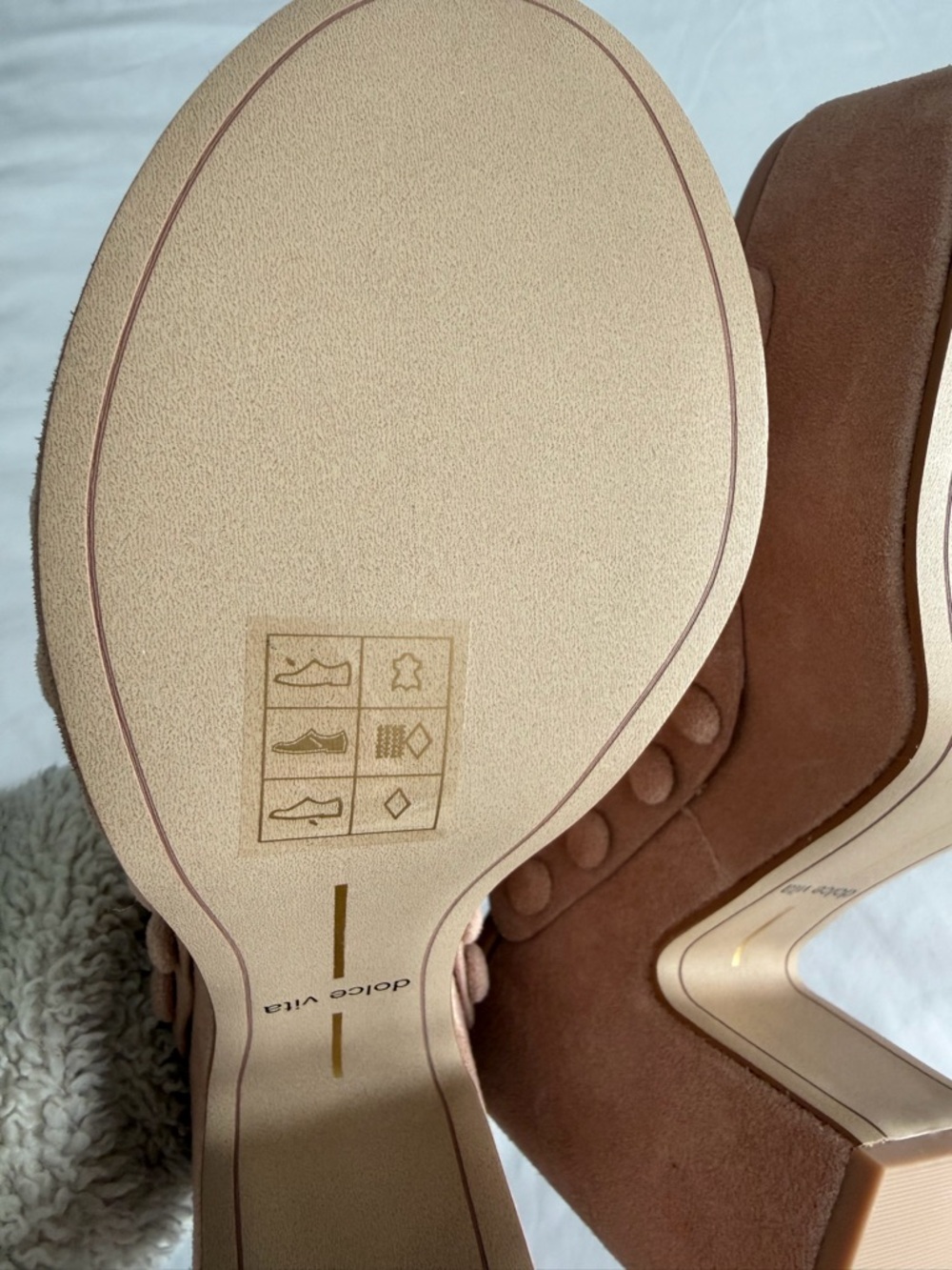 Dolce Vita "Emol" Blush Pink Tan Suede Platform Clog Mules Open Toe Sandal 70s - Picture 14 of 16